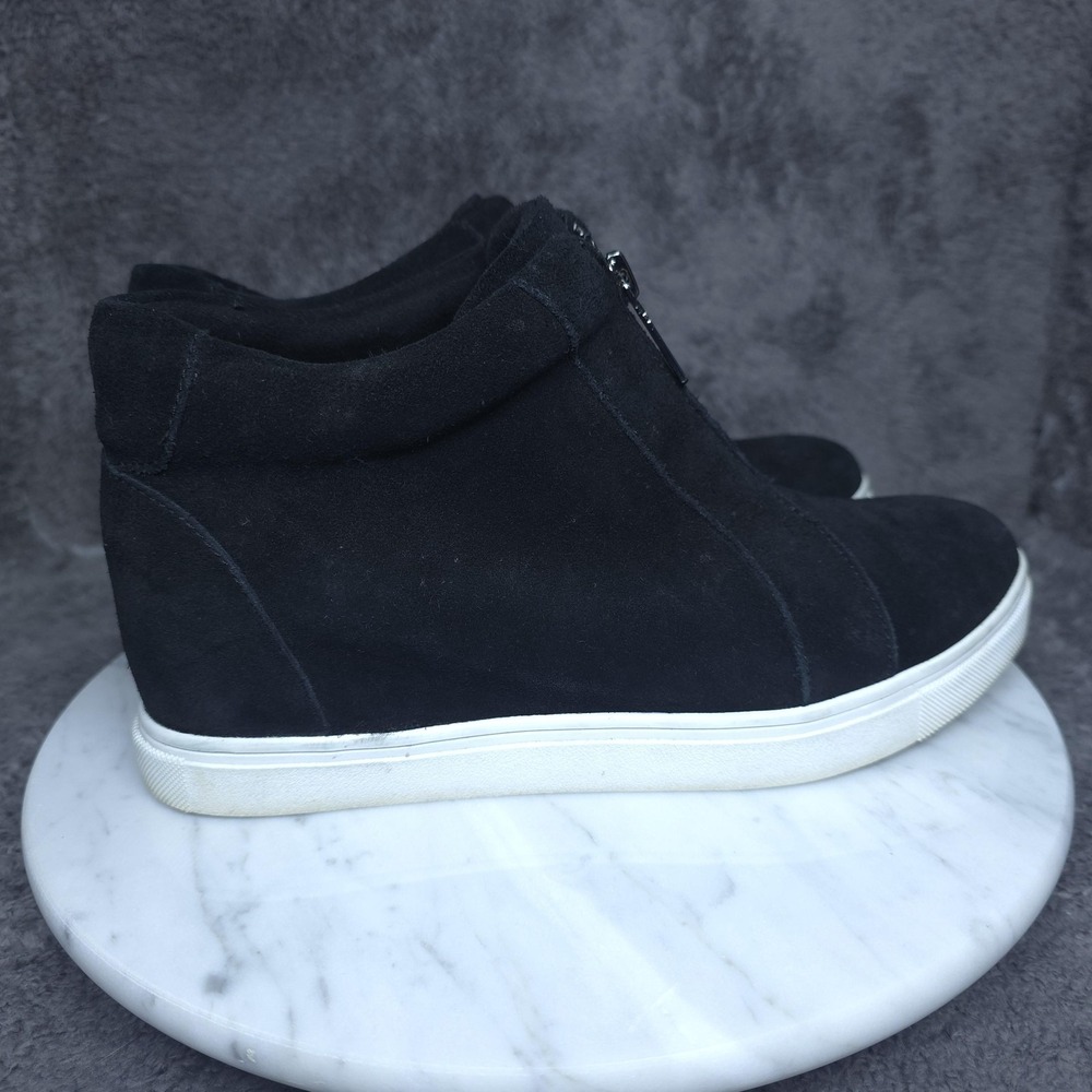 Blondo Booties Womens 8.5 Black Suede Waterproof Wedge Ankle Boots Front Zip